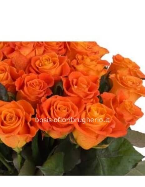 bouquet di rose arancio e verde