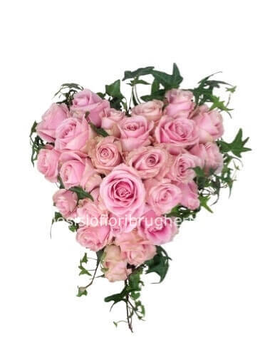 Cuore di rose rosa, 25 cm di diametro