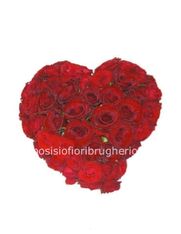 Cuore di rose rosse, 25 cm di diametro